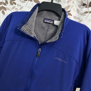 Patagonia Jacket Mens L Blue Gray Fleece Lined Core Soft Shell Skin Regulator